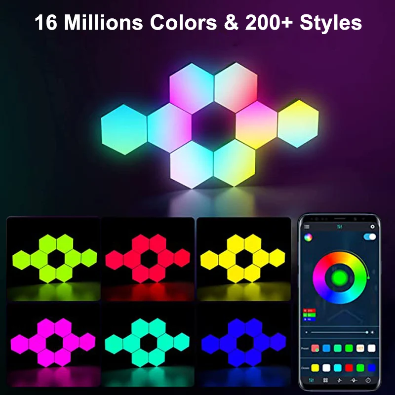 RGB LED Hexagon Light – Bluetooth & APP Control - Image 4