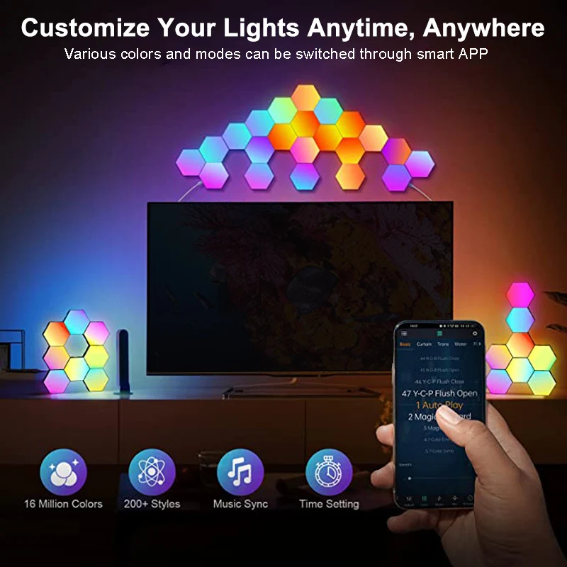 RGB LED Hexagon Light – Bluetooth & APP Control - Image 3