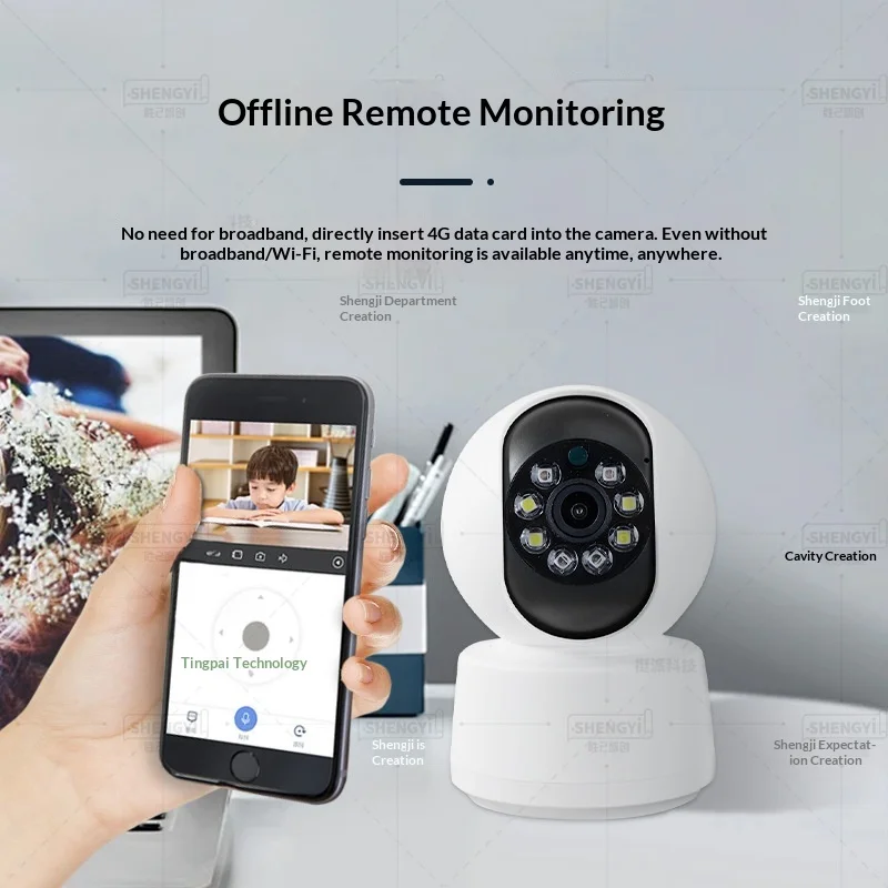 Tingpai Wireless Security Camera – 4G/WiFi 1080P Full HD, 360° PTZ, AI Human Detection, Auto Tracking, Full Color Night Vision - Image 3