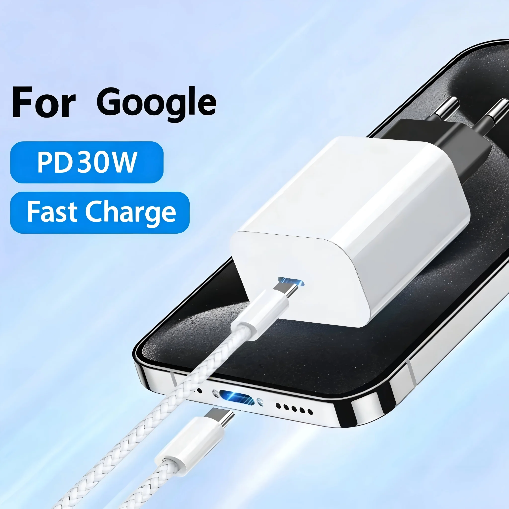For Google 30W USB-C Fast Charger – Power Delivery 3.0 Adapter for Pixel 10/9/8/7/6 Pro XL, 9A, Fold, with Type-C Cable - Image 4