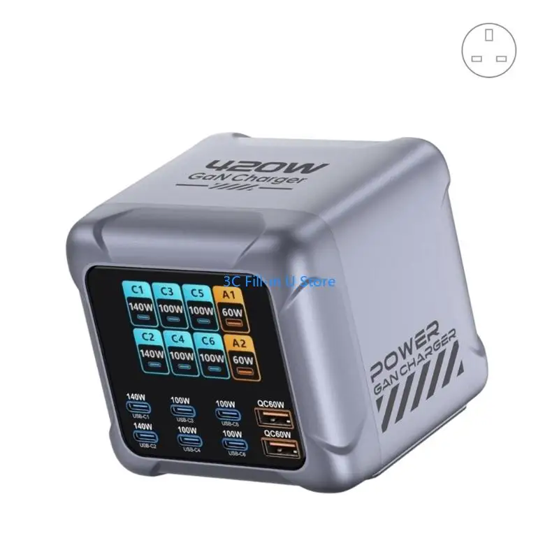 G8TA 420W 8-Port USB Charger – 100W Fast Charging Station with Intelligent Detection for Phones, Tablets, Laptops & More - Image 3