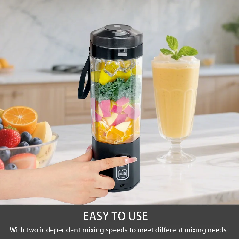 Portable Electric Juice Maker Blender – 700ML USB Rechargeable Fruit Mixer with 6 Stainless Steel Blades for Shakes, Smoothies & Fresh Juicing - Image 3