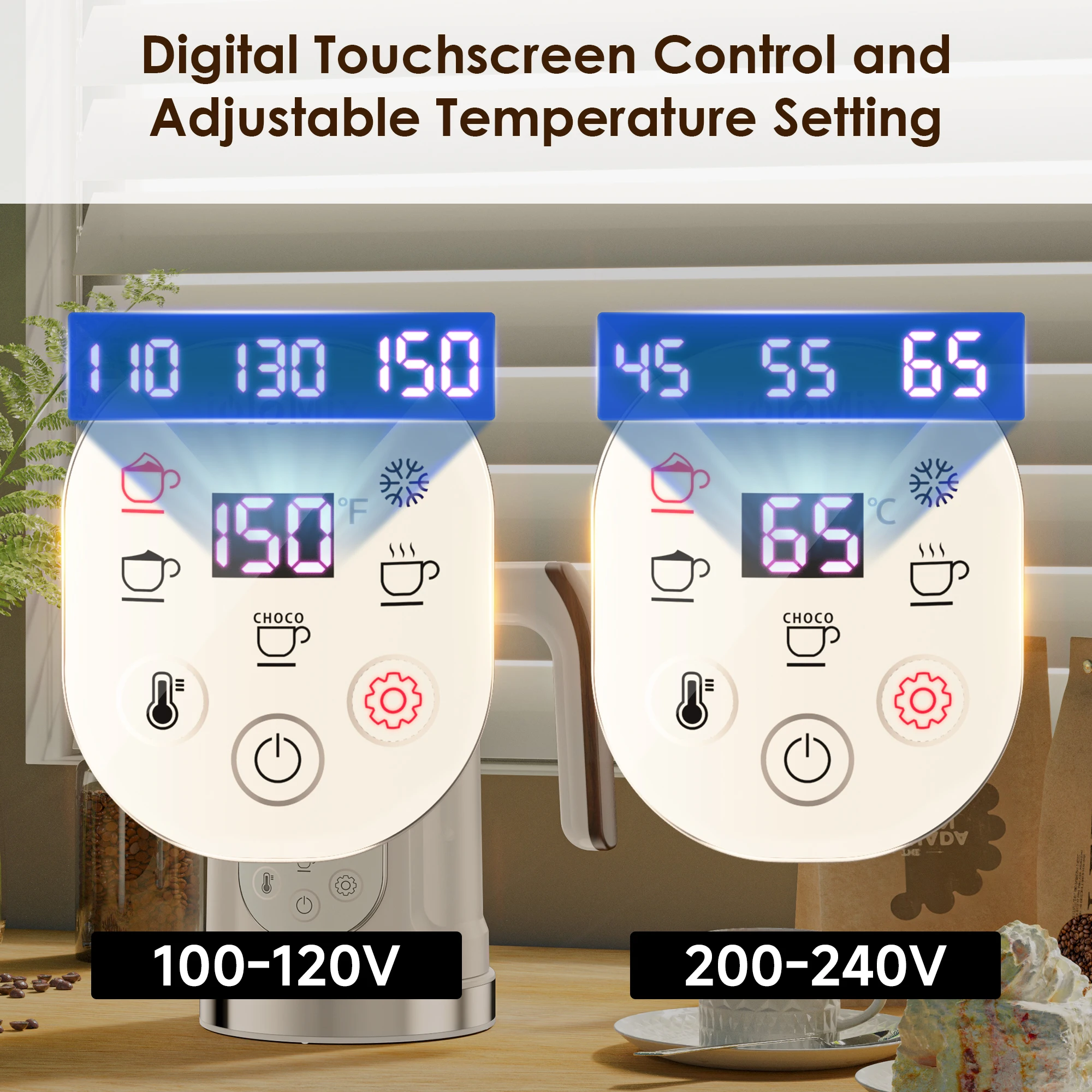 BioloMix 5-in-1 Milk Frother – LED Touch Screen Display, Hot & Cold Foam Maker, Milk Warmer for Coffee Latte, Cappuccino - Image 3