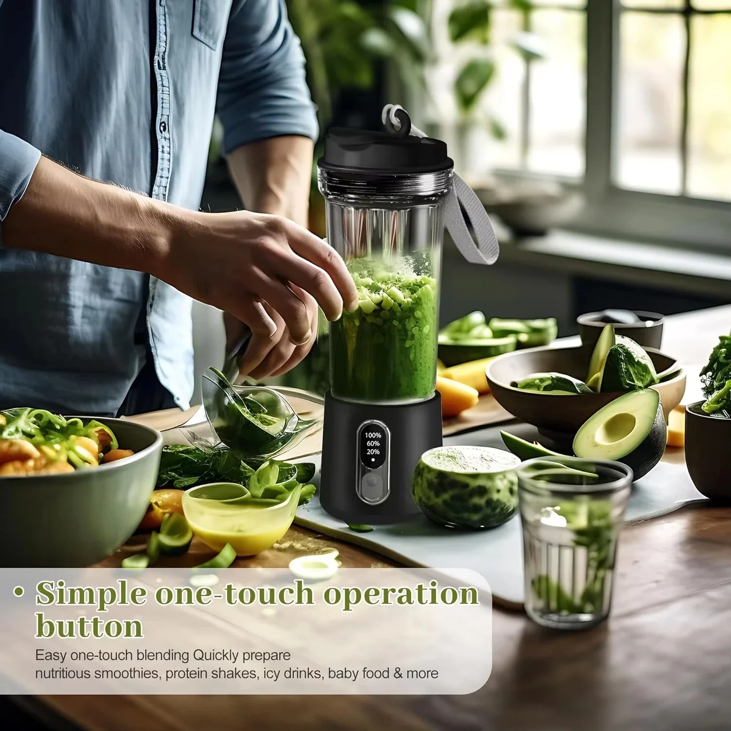 CREAROMA 300W Portable Juicer – USB Rechargeable with 4000mAh Battery, Multi-Use Fruit Blender & Smoothie Cup for Outdoor, Gym, Travel - Image 3