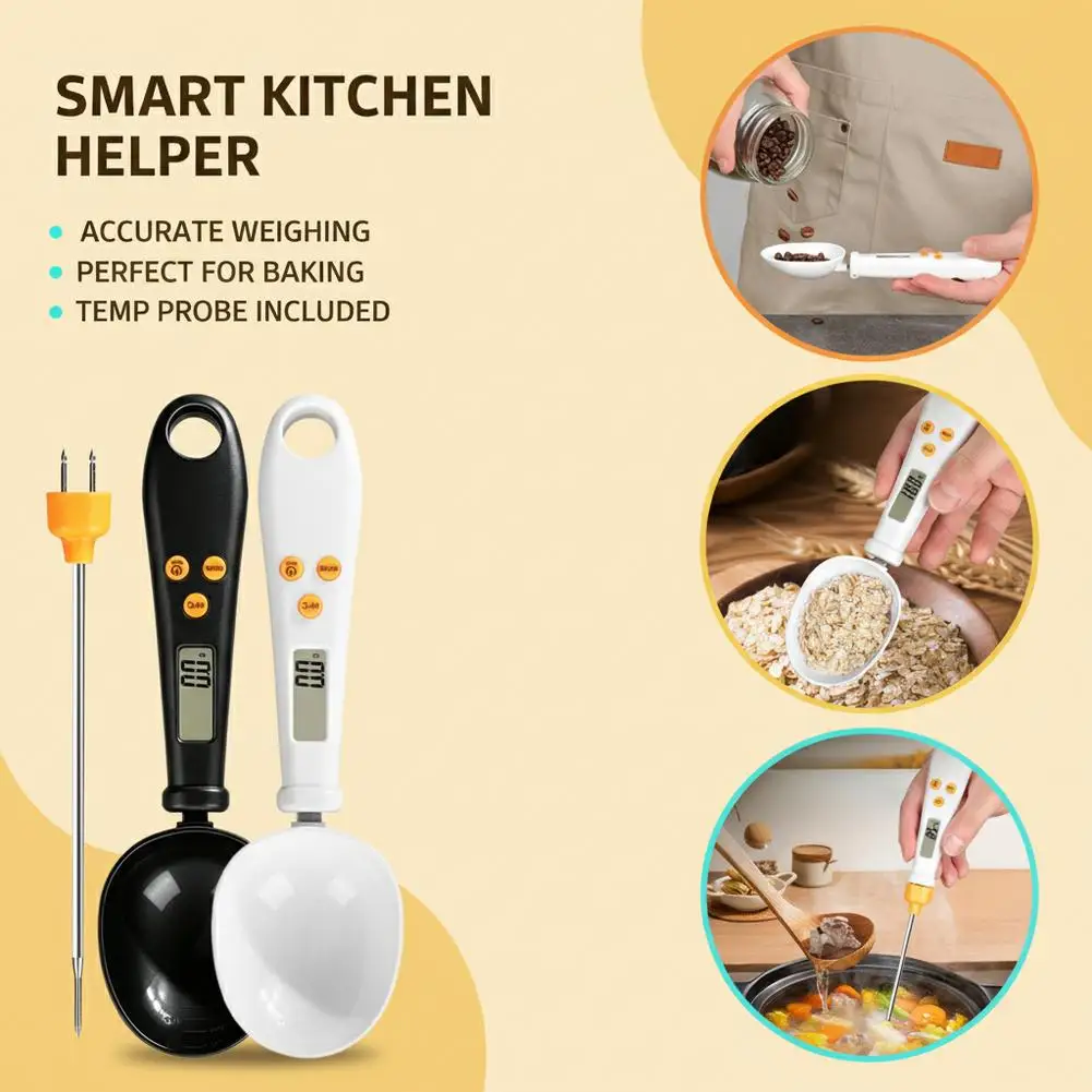 Smart 2-in-1 Digital Kitchen Scale Spoon – Accurate Food Weighing Scoop with Temperature Probe for Baking & Cooking - Image 6