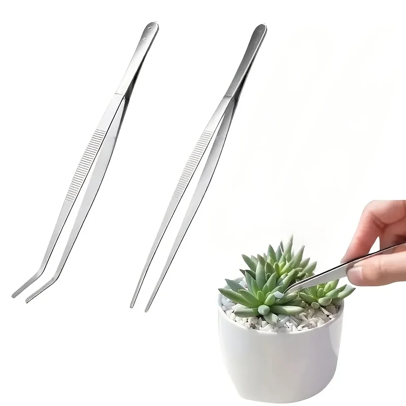 2-Piece Professional Stainless Steel Kitchen Tweezers – Cooking Clamps for Grilling, Seafood, Electroplating & Precision Cooking - Image 2