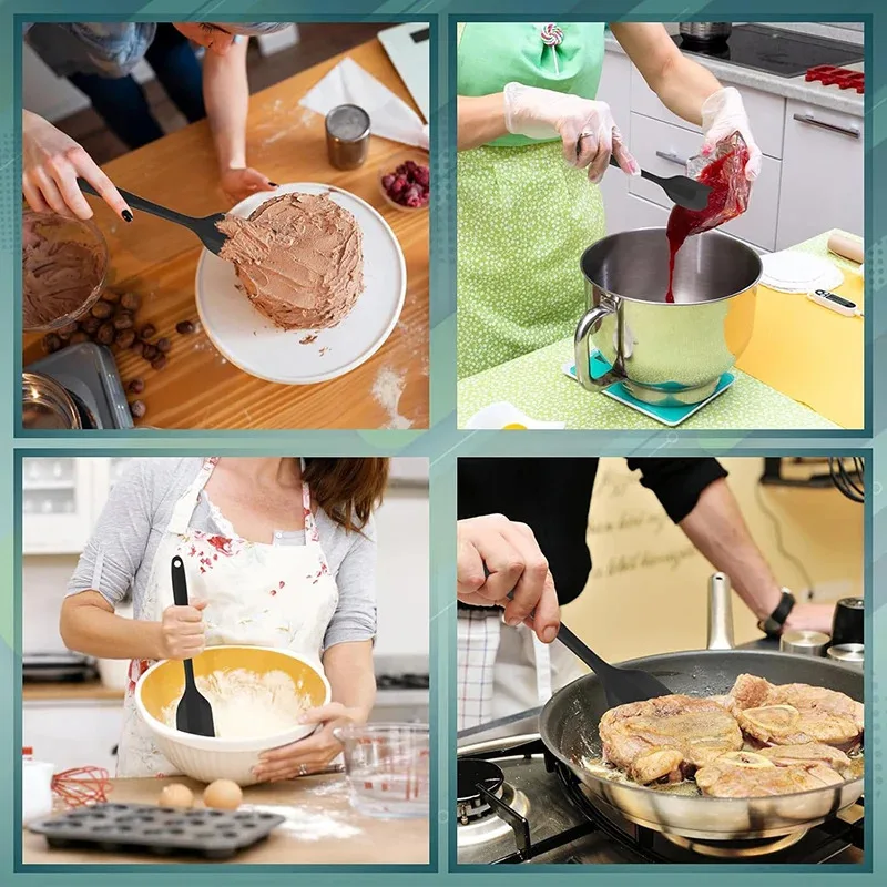 2-Piece Silicone Spatula Set – Nonstick Baking Spatulas, Heat-Resistant Cooking Spatula & Pastry Scraper for Cake Decoration - Image 2
