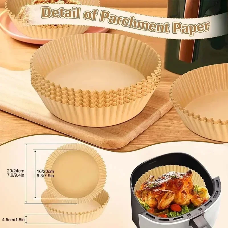 50/100PCS Air Fryer Disposable Baking Paper – Non-Stick Square & Round Oil-Absorbing Liners for Air Fryer, Oven, Microwave, BBQ - Image 6