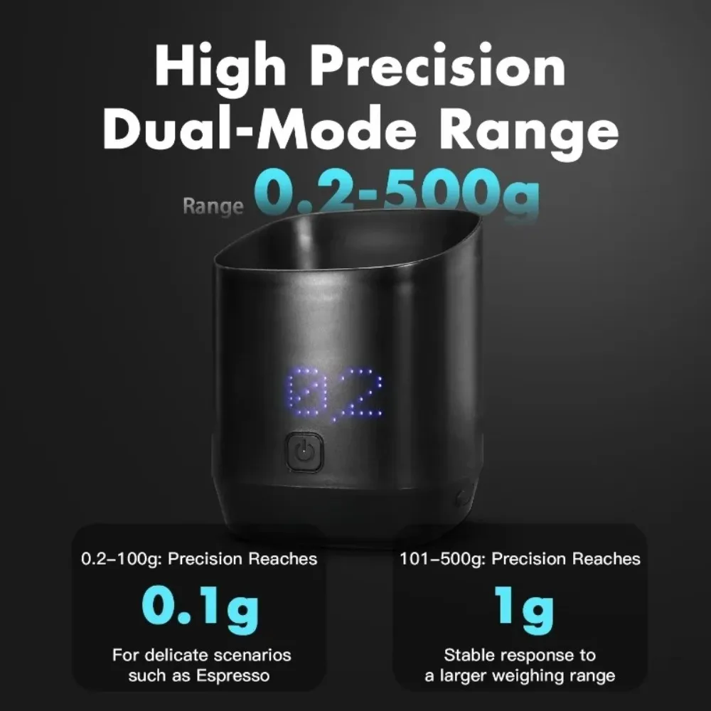 Smart Coffee Weighing Cup – Rechargeable Dosing Cup with LED Display, 200g Capacity, Lightweight & Portable for Precision Brewing - Image 4