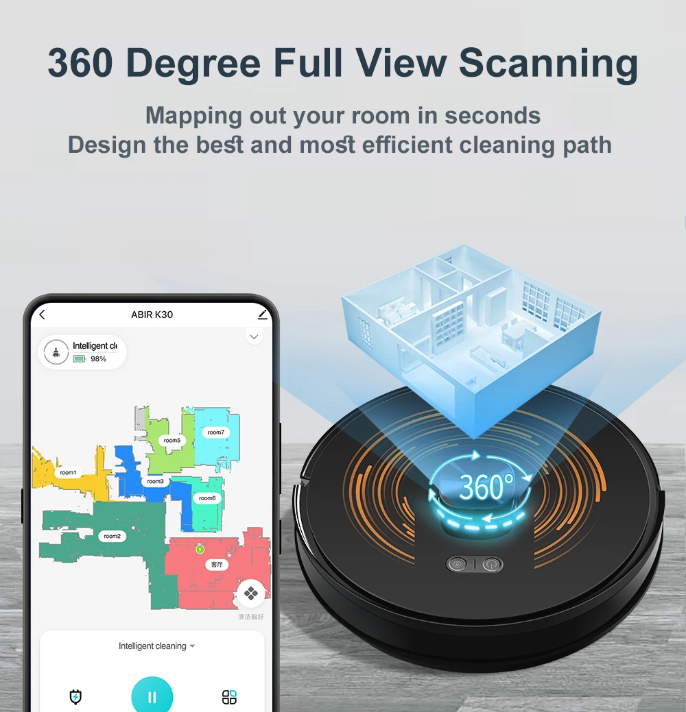 ABIR K30 Robot Vacuum Cleaner – Auto-Empty Station, Dual LiDAR, 6500Pa Suction, Multi-Floor Mapping, Wet Dry Mopping Smart Home Appliance - Image 3