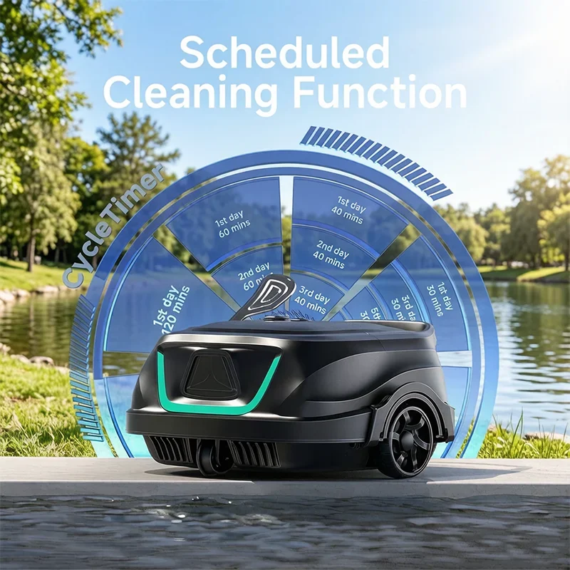 WYBOT A1 Wireless Pool Robot Vacuum – Intelligent Path Planning, 120-Min Runtime, Dual-Layer Filtration, Scheduled Cleaning for Above/In-Ground Pools - Image 3