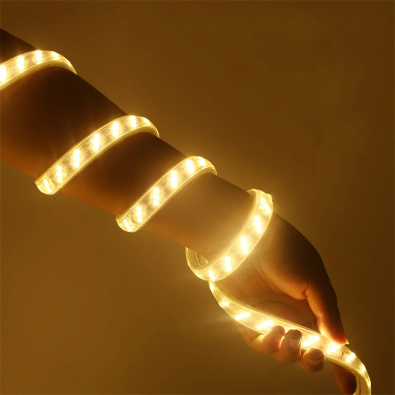 220V LED Strip Lights – 2835 Flexible Ribbon Tape, Waterproof, 180 LEDs/M, for Living Room, Garden & Indoor Lighting (EU Plug) - Image 3