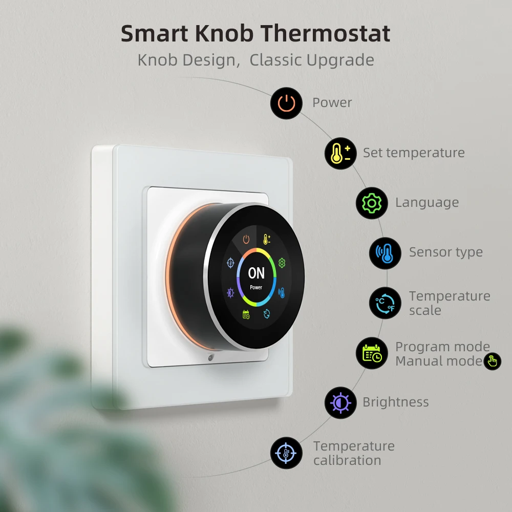 AVATTO WiFi Smart Knob Thermostat – Temperature Controller for Water/Gas Boiler & Electric Heating, Works with Tuya, Alexa & Google Home - Image 2