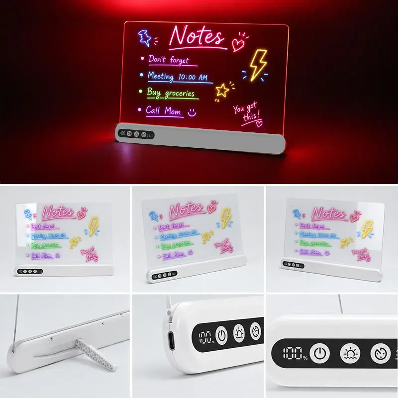 Elice LED Drawing Board for Kids – Rechargeable Acrylic Neon Board with Timer, 7 Colors, Stepless Dimming, Built-in Stand & Battery Display - Image 5