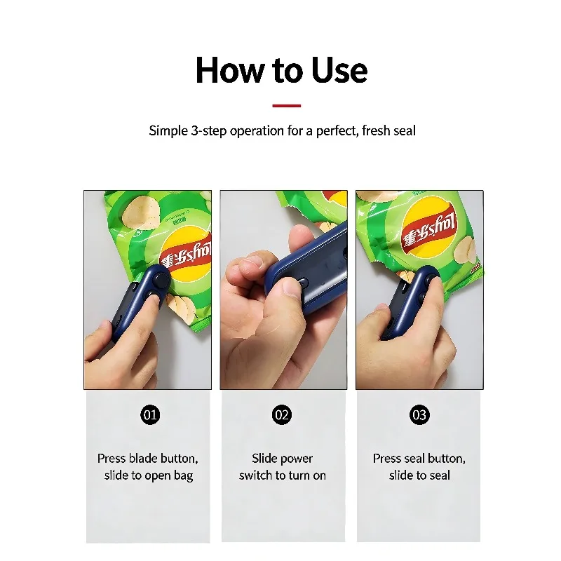 Rechargeable Bag Sealing Machine – Portable Handheld Heat Sealer for Snack Food Storage & Preservation - Image 5